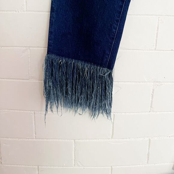 3x1 High Waist Button Fly Fringe Crop Jeans Dark Wash 29 - Picture 6 of 11